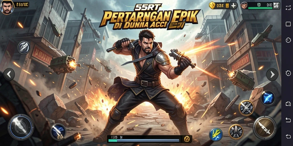 Tangkapan layar gameplay 55RT yang penuh aksi dan tantangan.