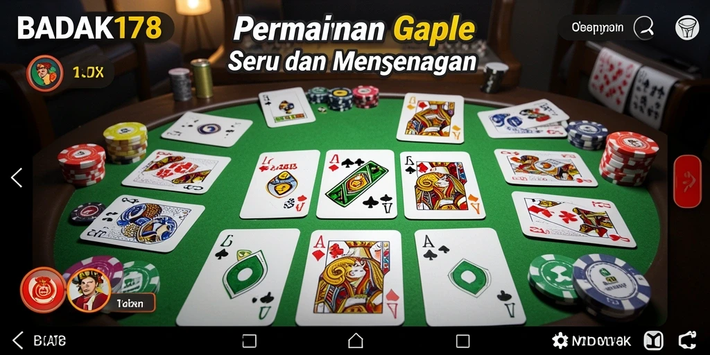 Tampilan gameplay Gaple yang seru dan interaktif di BADAK178.