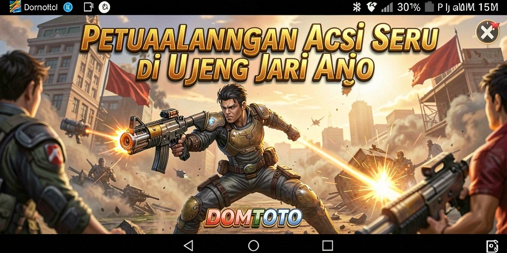 Gambaran gameplay menegangkan dari DOMTOTO di layar.