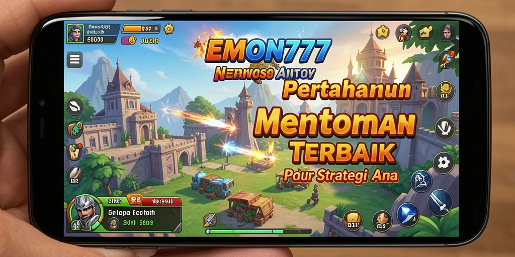 Tampilan gameplay EMON777 yang menarik dalam pertempuran Tower Defense.
