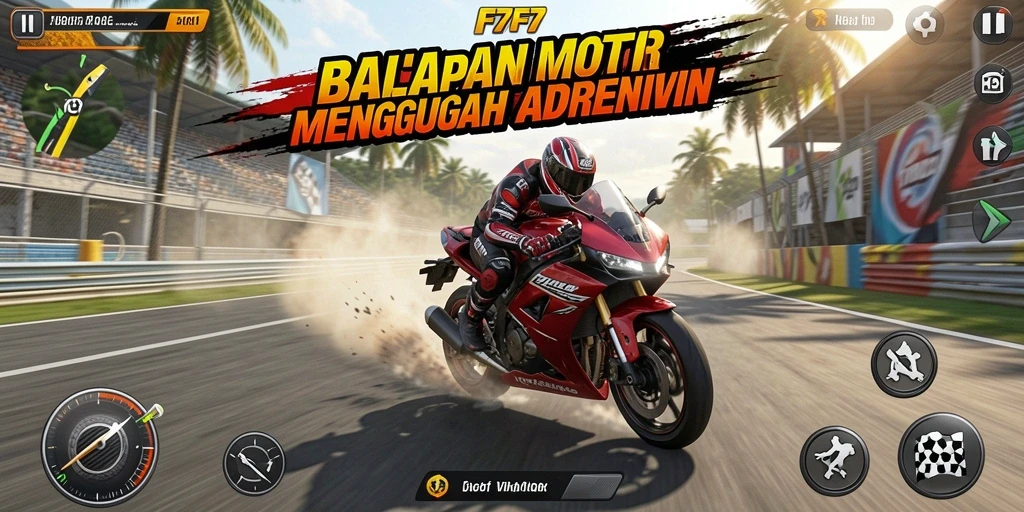 Tampilan seru gameplay balapan motor di F7F7.
