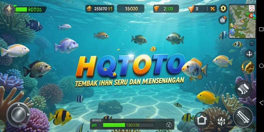 Tampilan gameplay HQTOTO yang menakjubkan saat menembak ikan di lautan.