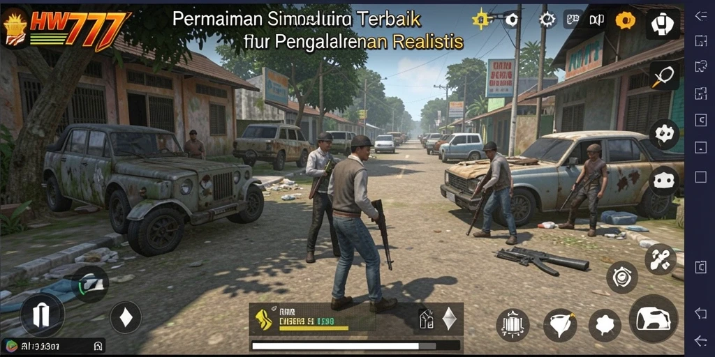 Tangkapan layar utama HW777 menampilkan gameplay simulasi yang menarik dan realistis.