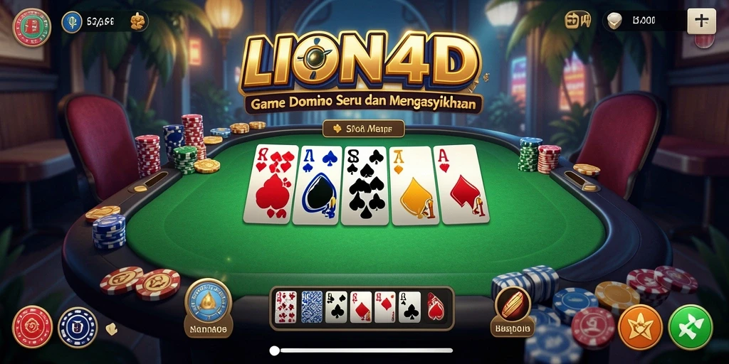 Screenshot gameplay LION4D menampilkan suasana kompetisi domino.