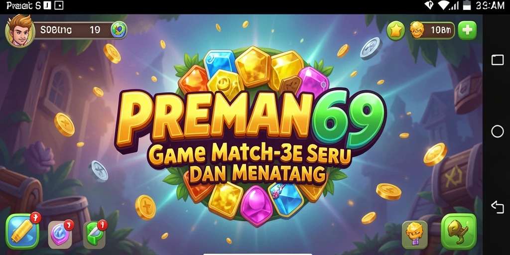 Tangkapan layar utama menunjukkan aksi gameplay Match-3 yang seru.