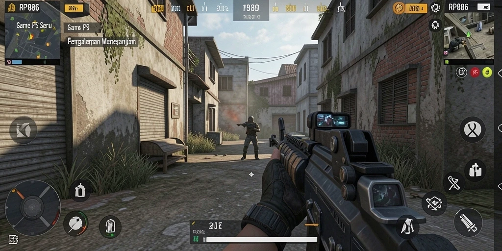 Gameplay intens RP886 dengan aksi tembak-menembak yang seru.